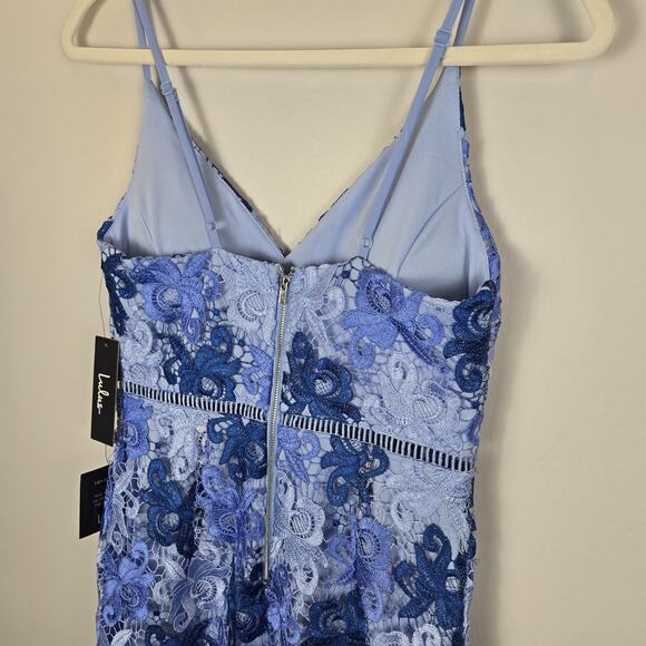 Lulus Dress SMALL Endless Elegance BLUE Multi Lace Bodycon Boho Cottage NWT Lace - Picture 9 of 12